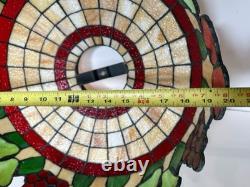 Vintage 1970's TIFFANY STYLE Stained Glass Chandelier Lamp Shade Multi Colored