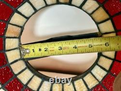 Vintage 1970's TIFFANY STYLE Stained Glass Chandelier Lamp Shade Multi Colored