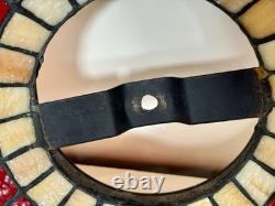 Vintage 1970's TIFFANY STYLE Stained Glass Chandelier Lamp Shade Multi Colored