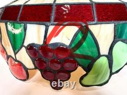 Vintage 1970's TIFFANY STYLE Stained Glass Chandelier Lamp Shade Multi Colored