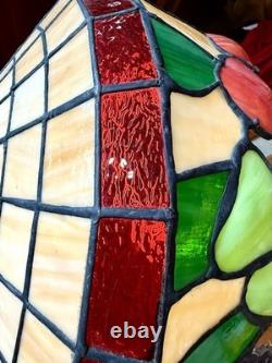 Vintage 1970's TIFFANY STYLE Stained Glass Chandelier Lamp Shade Multi Colored