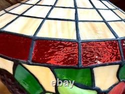 Vintage 1970's TIFFANY STYLE Stained Glass Chandelier Lamp Shade Multi Colored