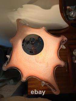 Vintage 1970s Pink Blown Art Glass Lamp Murano Style Handkerchief Mid Century