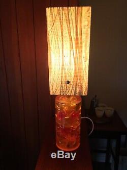 Vintage 1970s Shatterline Lamp in Orange Unusual Spun Fibreglass Shade