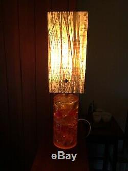 Vintage 1970s Shatterline Lamp in Orange Unusual Spun Fibreglass Shade