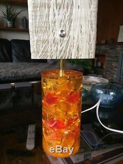 Vintage 1970s Shatterline Lamp in Orange Unusual Spun Fibreglass Shade