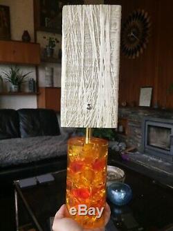 Vintage 1970s Shatterline Lamp in Orange Unusual Spun Fibreglass Shade