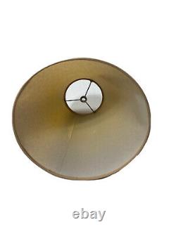 Vintage 1970s Tan Brown Empire Lampshade Medium Paper Contrast Trim Rare Decor