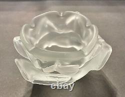 Vintage 2 1/4 Fitter Satin Frosted Glass Etched Rose Petal Lamp Shade 2 7/8 Tall