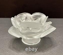 Vintage 2 1/4 Fitter Satin Frosted Glass Etched Rose Petal Lamp Shade 2 7/8 Tall