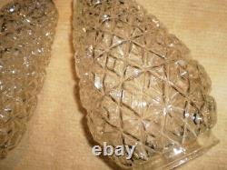 Vintage 2 Clear Glass Light Cover Diamond Point Cut Shade