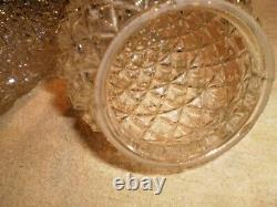 Vintage 2 Clear Glass Light Cover Diamond Point Cut Shade