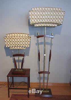 Vintage 2 Majestic Retro Atomic Floor / Table Lamps Fiberglass Shade 40's/ 50's