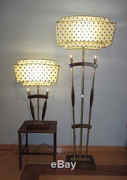 Vintage 2 Majestic Retro Atomic Floor / Table Lamps Fiberglass Shade 40's/ 50's