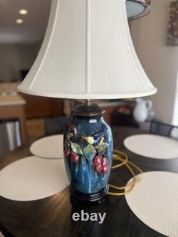 Vintage 29 1/2 High-Relief Studio Art Pottery. Table Lamp-Bird & Fruit motif