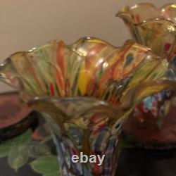 Vintage 4 Murano Style Glass Millefiori Lily Lamp Shades 6 Replacement