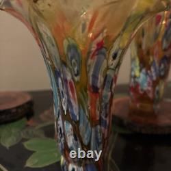 Vintage 4 Murano Style Glass Millefiori Lily Lamp Shades 6 Replacement