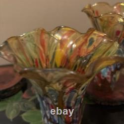 Vintage 4 Murano Style Glass Millefiori Lily Lamp Shades 6 Replacement