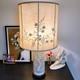 Vintage 50's Blanc De Chine Oriental Pierced Column Lamp Asian Embellished Shade