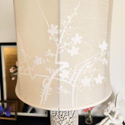 Vintage 50's BLANC DE CHINE Oriental Pierced Column Lamp Asian Embellished Shade