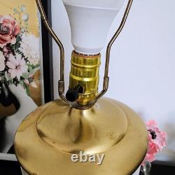 Vintage 50's BLANC DE CHINE Oriental Pierced Column Lamp Asian Embellished Shade