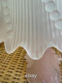 Vintage 50's Pair of Frosted Pink Glass Boudoir lamps Glass Shades Retro