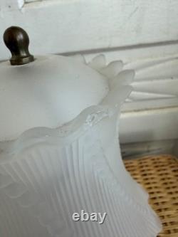 Vintage 50's Pair of Frosted Pink Glass Boudoir lamps Glass Shades Retro