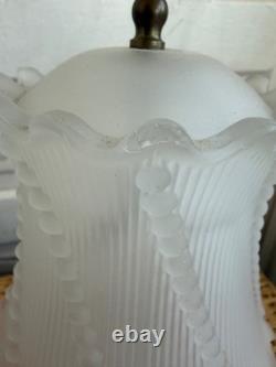 Vintage 50's Pair of Frosted Pink Glass Boudoir lamps Glass Shades Retro