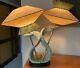 Vintage 50s Chalkware Lamp Ufo Saucer Fiberglass Shades Mid Century Modern Rare