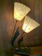 Vintage 50s Majestic Lamp Fiberglass Shades Mid Century Modern Lighting Atomic