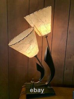 Vintage 50s MAJESTIC Lamp Fiberglass Shades Mid Century Modern Lighting Atomic
