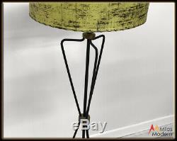 Vintage 50s Mid Century Modern Atomic Hairpin Leg Floor Lamp Fiberglass Shade