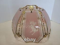 Vintage 6 Panel Glass Pink Gold Unicorn Design Lamp Shade Touch Globe