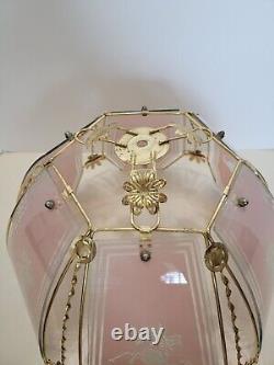 Vintage 6 Panel Glass Pink Gold Unicorn Design Lamp Shade Touch Globe