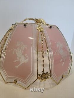 Vintage 6 Panel Glass Pink Gold Unicorn Design Lamp Shade Touch Globe