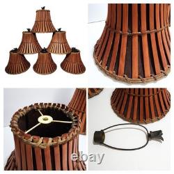 Vintage (6) Split Bamboo & Rattan 6 Lamp Shades Coastal Inspired Tropical Décor