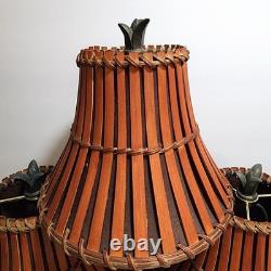 Vintage (6) Split Bamboo & Rattan 6 Lamp Shades Coastal Inspired Tropical Décor