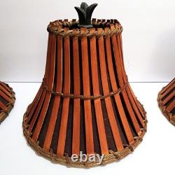 Vintage (6) Split Bamboo & Rattan 6 Lamp Shades Coastal Inspired Tropical Décor