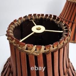 Vintage (6) Split Bamboo & Rattan 6 Lamp Shades Coastal Inspired Tropical Décor