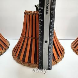 Vintage (6) Split Bamboo & Rattan 6 Lamp Shades Coastal Inspired Tropical Décor