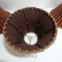 Vintage (6) Split Bamboo & Rattan 6 Lamp Shades Coastal Inspired Tropical Décor