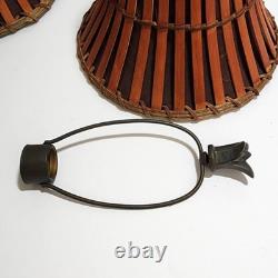 Vintage (6) Split Bamboo & Rattan 6 Lamp Shades Coastal Inspired Tropical Décor