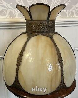 Vintage 6-panel Bent Glass Lamp Shade Caramel Slag