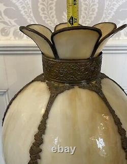 Vintage 6-panel Bent Glass Lamp Shade Caramel Slag