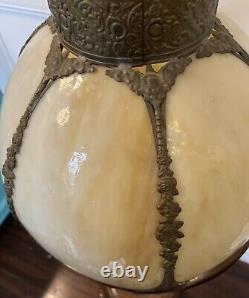 Vintage 6-panel Bent Glass Lamp Shade Caramel Slag