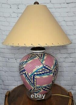 Vintage 60's Mid Century Modern MCM Southwestern Glaze Table Lamp with Shade