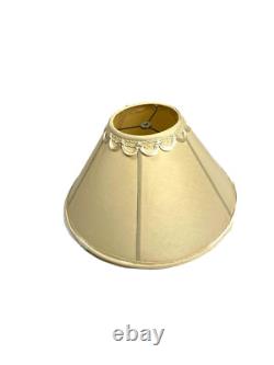 Vintage 60s Quoizel Silk Lampshade Rare Tan Beige Empire Large Intricate Retro