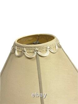 Vintage 60s Quoizel Silk Lampshade Rare Tan Beige Empire Large Intricate Retro