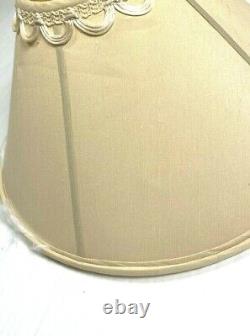 Vintage 60s Quoizel Silk Lampshade Rare Tan Beige Empire Large Intricate Retro