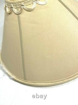Vintage 60s Quoizel Silk Lampshade Rare Tan Beige Empire Large Intricate Retro